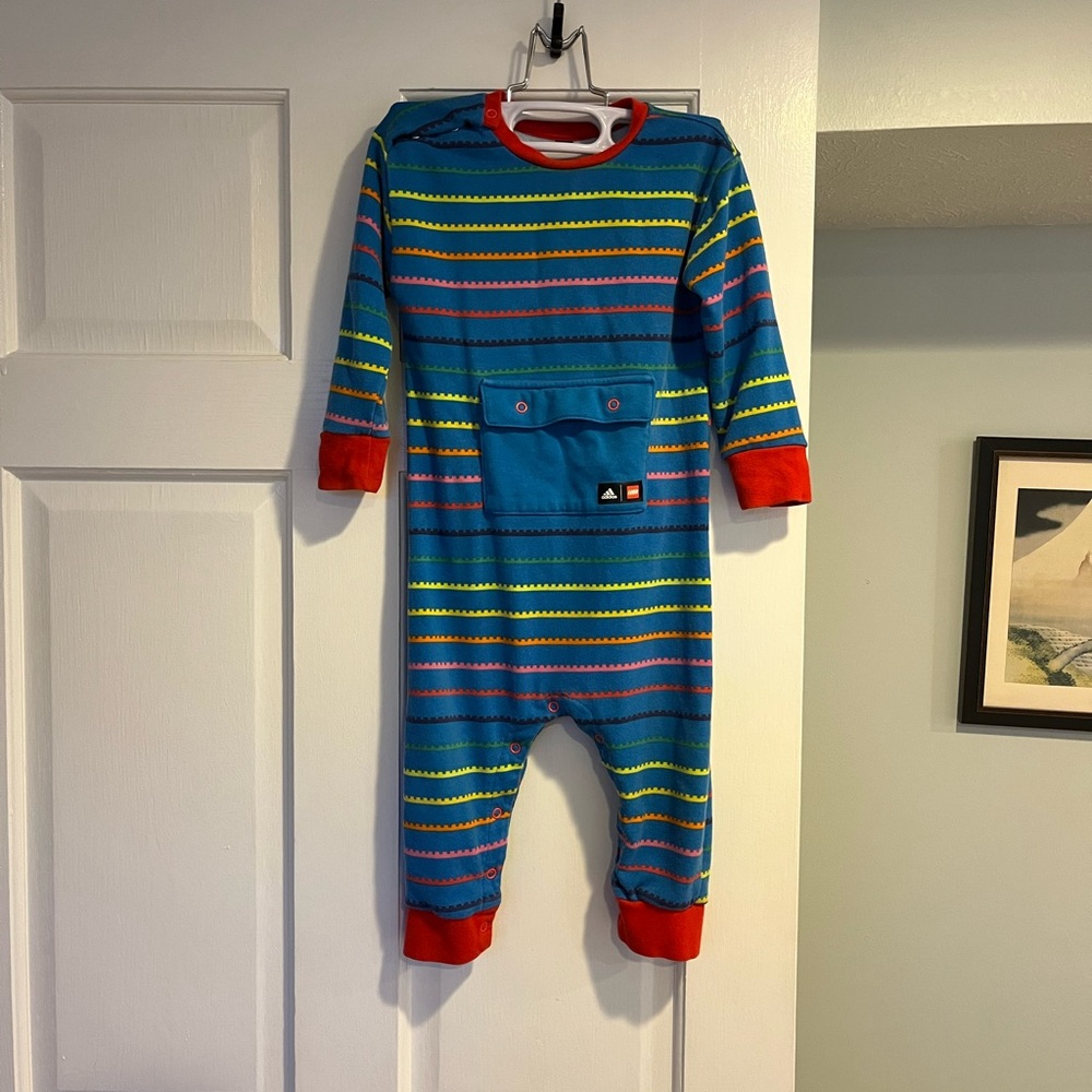 Adidas Kids Striped One Piece - Blue and Red